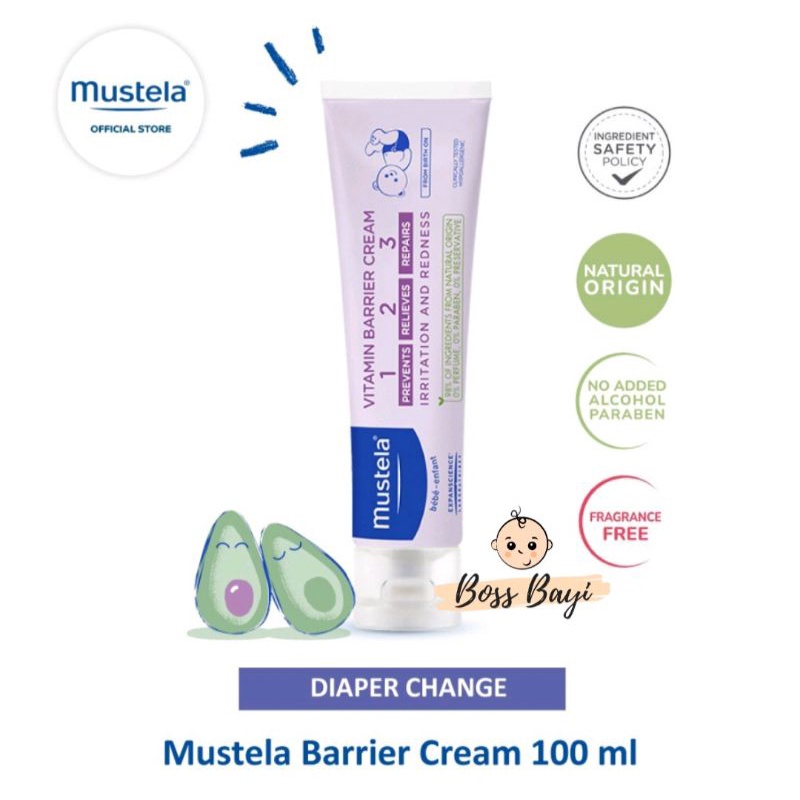 MUSTELA - Barrier Cream 50ml atau 100ml / Diaper Cream / Krim Ruam Popok Bayi