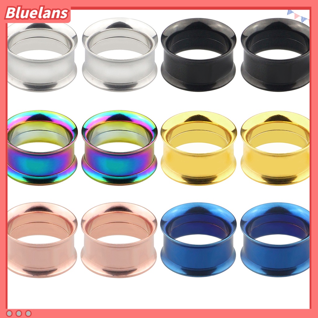 Bluelans 1Pc Ear Expander Solid Color Skin-friendly Stainless Steel Double Flared Ear Gauges
