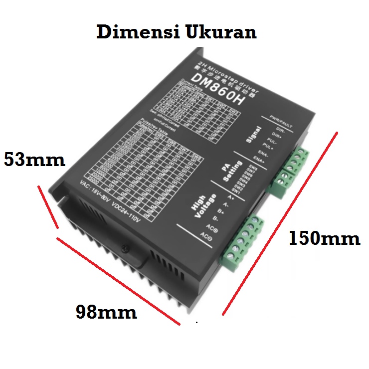 [HAEBOT] Motor Driver Stepper Nema 23 34 86 DM860H 24V - 100V 7.2A CNC Cooling Fan Kipas Pendingin 57 Microstep Pengontrol 2 Phase Bipolar DC Router Laser Plasma Microstepping Dinamo