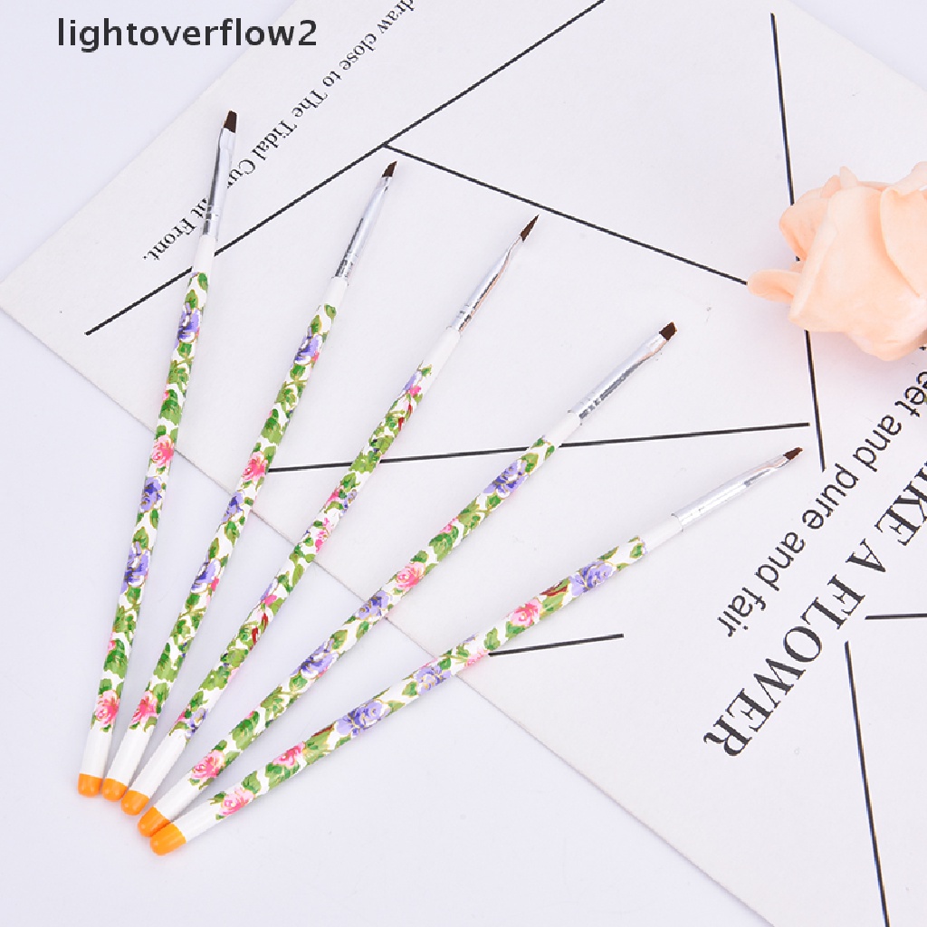 (lightoverflow2) 5pcs / Set Kuas Nail Art UV Gel Flat Builder