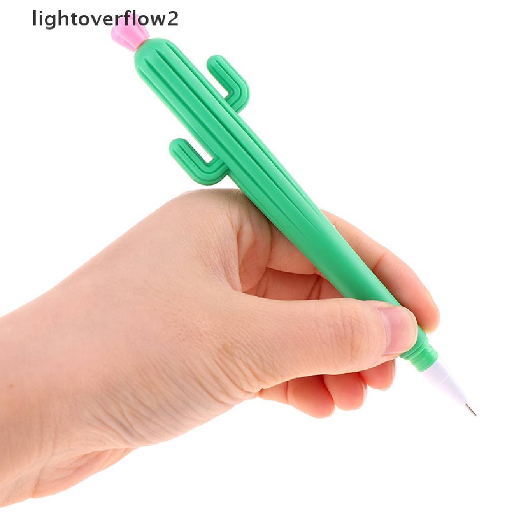 (lightoverflow2) 10pcs Pulpen 0.5mm Bentuk Kaktus Untuk Sekolah / Kantor