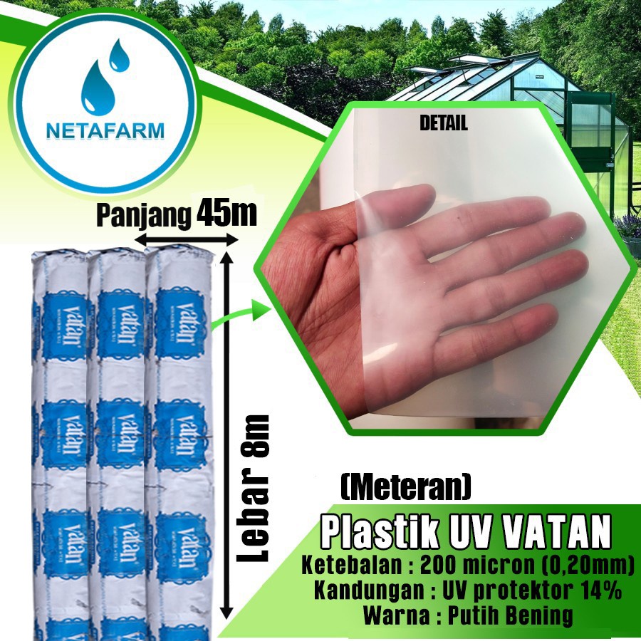 Plastik UV VATAN TURKEY 14% 200mc Green House 8mx45m - meteran 1pcs