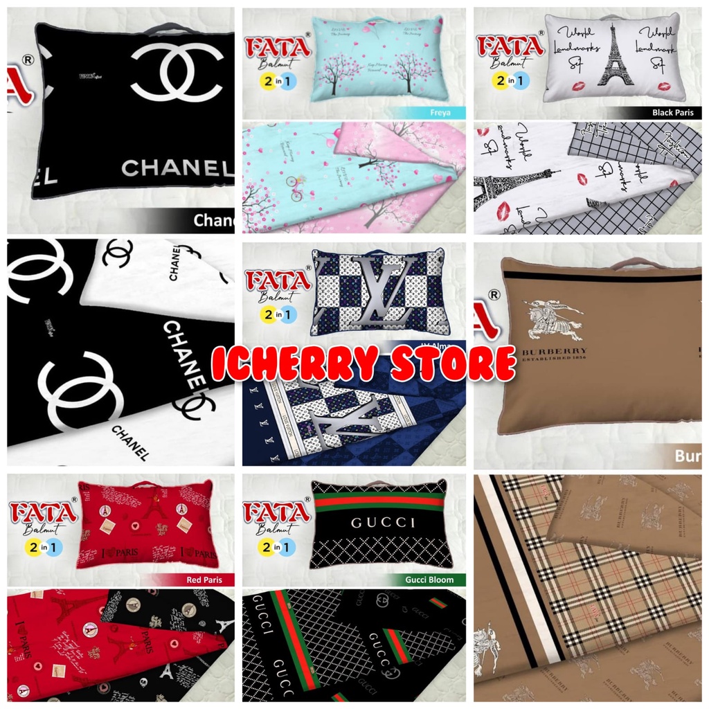 Balmut Bantal Selimut 2in1 Fata 3D 160x200 Motif Freya, Black Paris, Red Paris Chanel Gabrielle, Bur