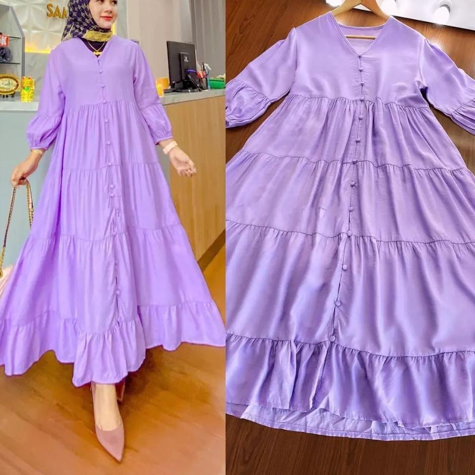 Stok Terbatas Gamis Midi Dress Premium Baju Dress Wanita Muslim Long Dress Jumbo XL, XXL, XXXL Dress