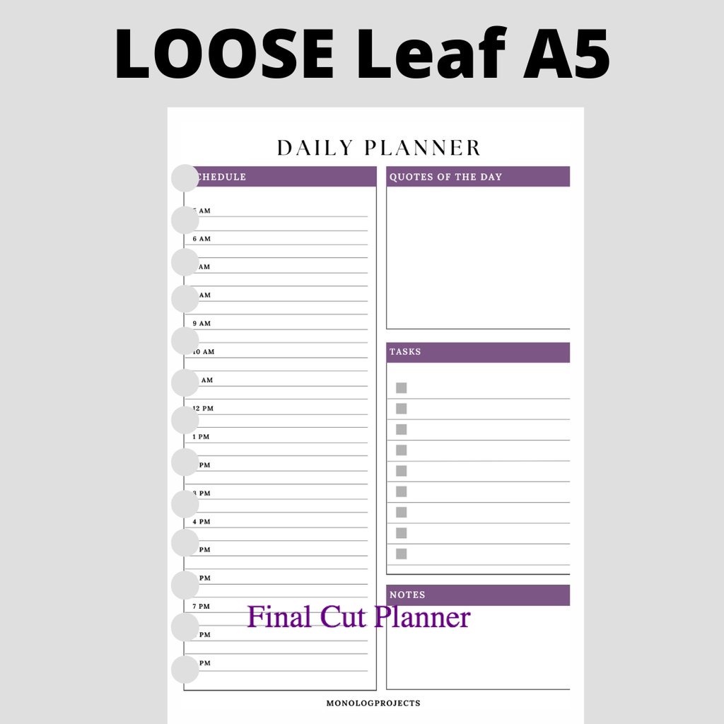 

Loose Leaf A5 - Daily Planner Tema Purple By Monologprojects .