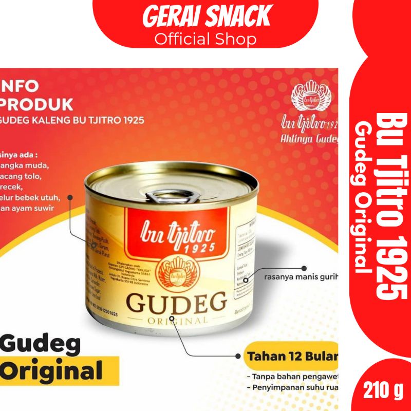 GUDEG Kaleng Rasa Original Bu Tjitro Khas Yogyakrta NON MSG 210 g