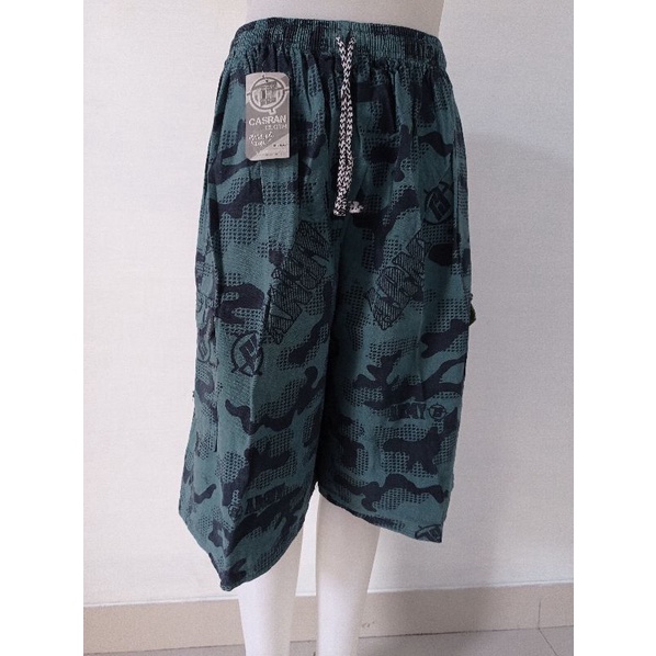 Celana pendek pria kolor army motif loreng Bahan semi jeans