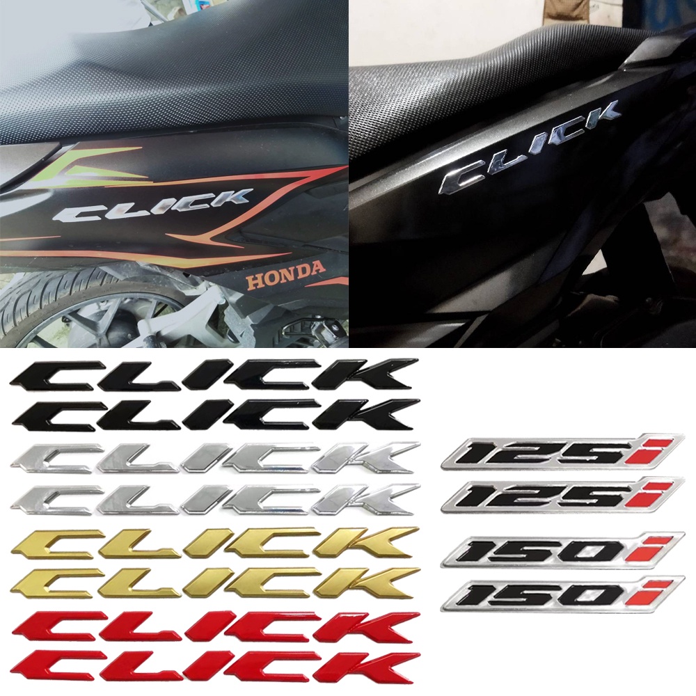 3D CLICK Motorcycle Emblems Badge Logo Sticker Decal Tank Body Stickers Untuk Honda Click125i 150i