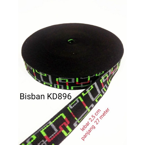 bisban tali webbing KD896 terbaru ukuran 2,5 cm 1 rol  panjang 27 meter