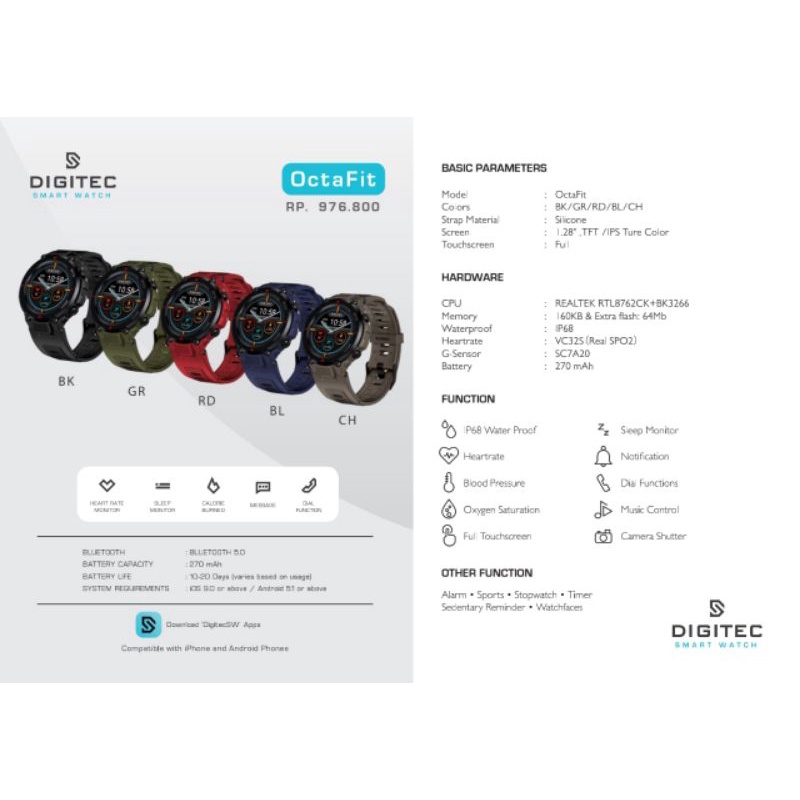 JAM TANGAN PRIA DIGITEC SMARTWATCH OCTAFIT