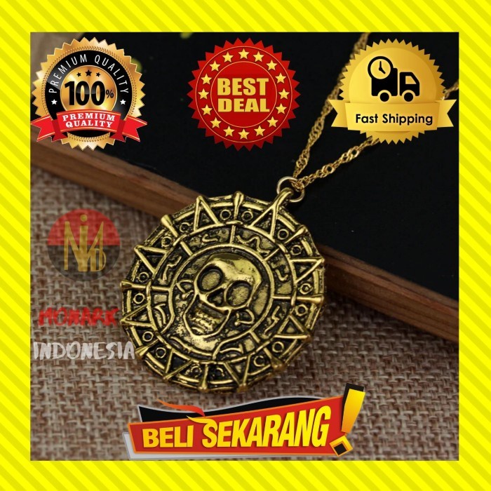 NEW KALUNG PRIA RANTAI TITANIUM KOIN TENGKORAK JACK SPARROW EMAS ASLI K20 - EMAS KUNO