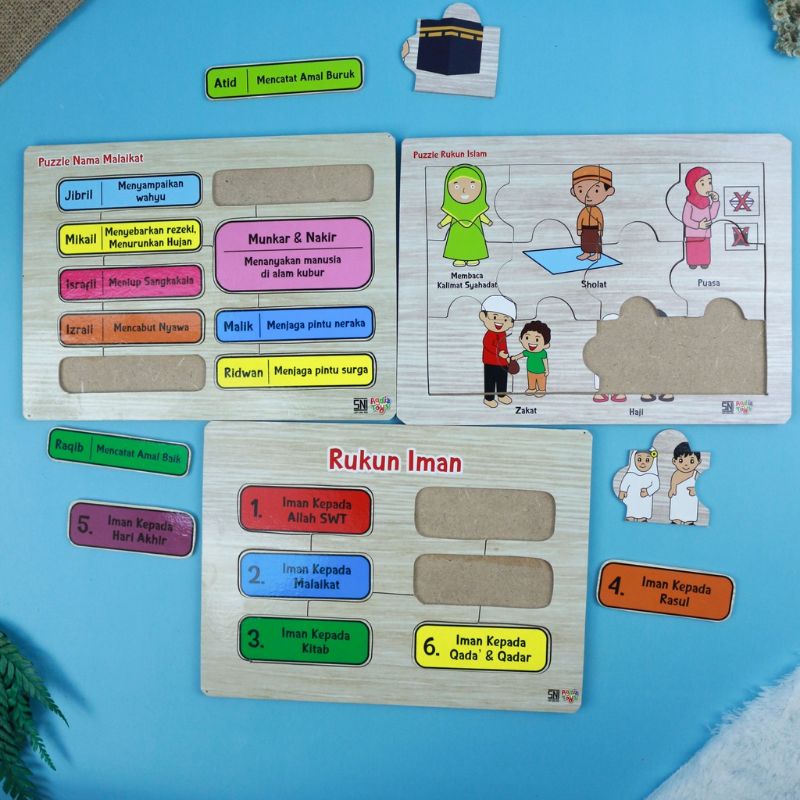 hompimpaedutoys puzzle seri islami isi 3pc by agdia toys -puzzle nama malaikat/puzzle covid