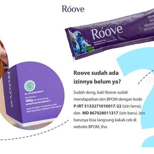 

Selalu Baru--[TERMURAH + COD] - 1 BOX ROOVE + FREE 6 SACHET / ROOVE BLUEBERRY / KOLAGEN DRINK/PROMO TERBATAS