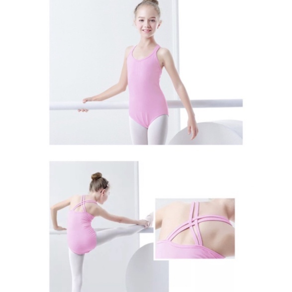 LEOTARD TANK TOP MULTISTRAPS ANAK BAJU BALLET SENAM GYM CROSS BACK COTTON SPANDEX KATUN