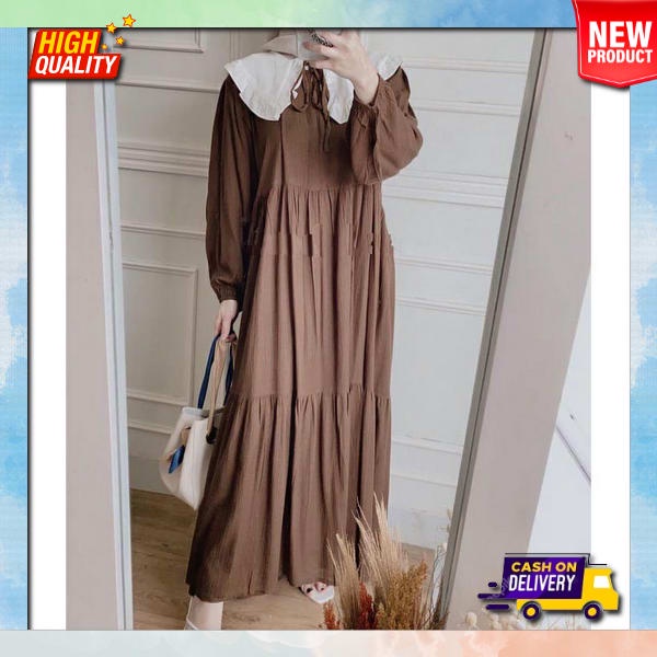 Gmis Dewasa Jumbo Remaja Putih Hitam Gsmis Muslim Buat Lebaran Ori Modern Baju Dress Polos Tanggung 