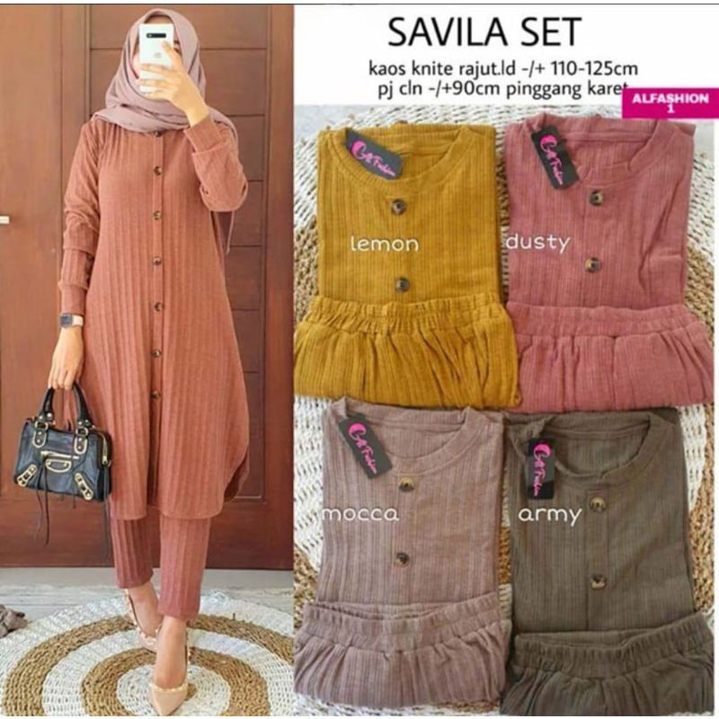 Savila set knit rajut banyak warna