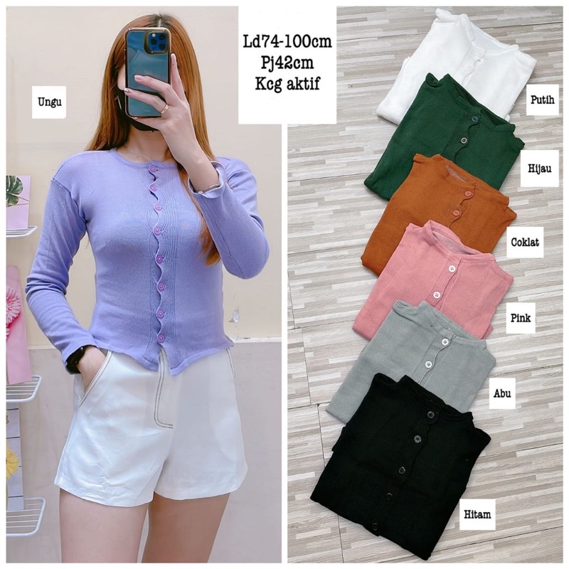 Cardigan Basic - Kardigan Crop Rajut - Cardy Kancing