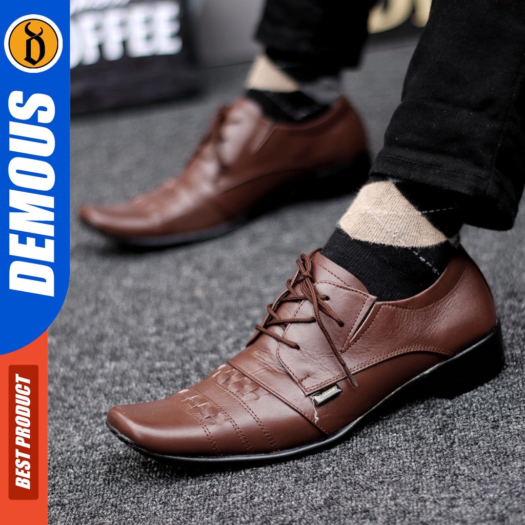 DEMOUS Rempel - Sepatu Formal Pantopel Hitam Kulit Asli Kerja Pria