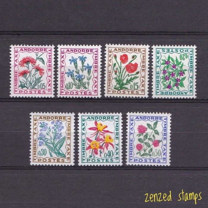 

0705 Perangko Andorra Perancis 1964-1971 Flowers 7v Mnh