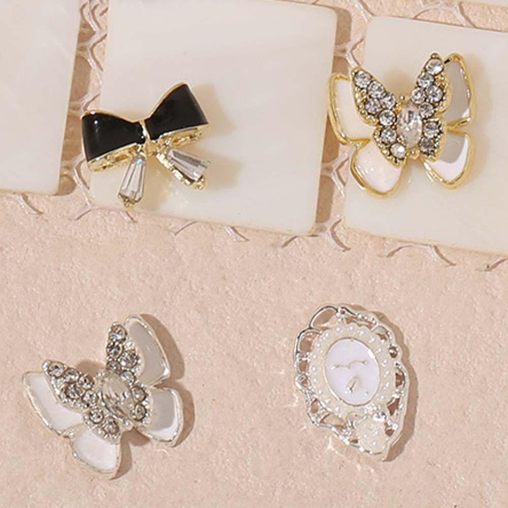 AUGUSTINA Agustina Nail Art Rhinestones Wanita Ikatan Simpul Manikur Aksesoris Fashion 3D Perhiasan Kuku