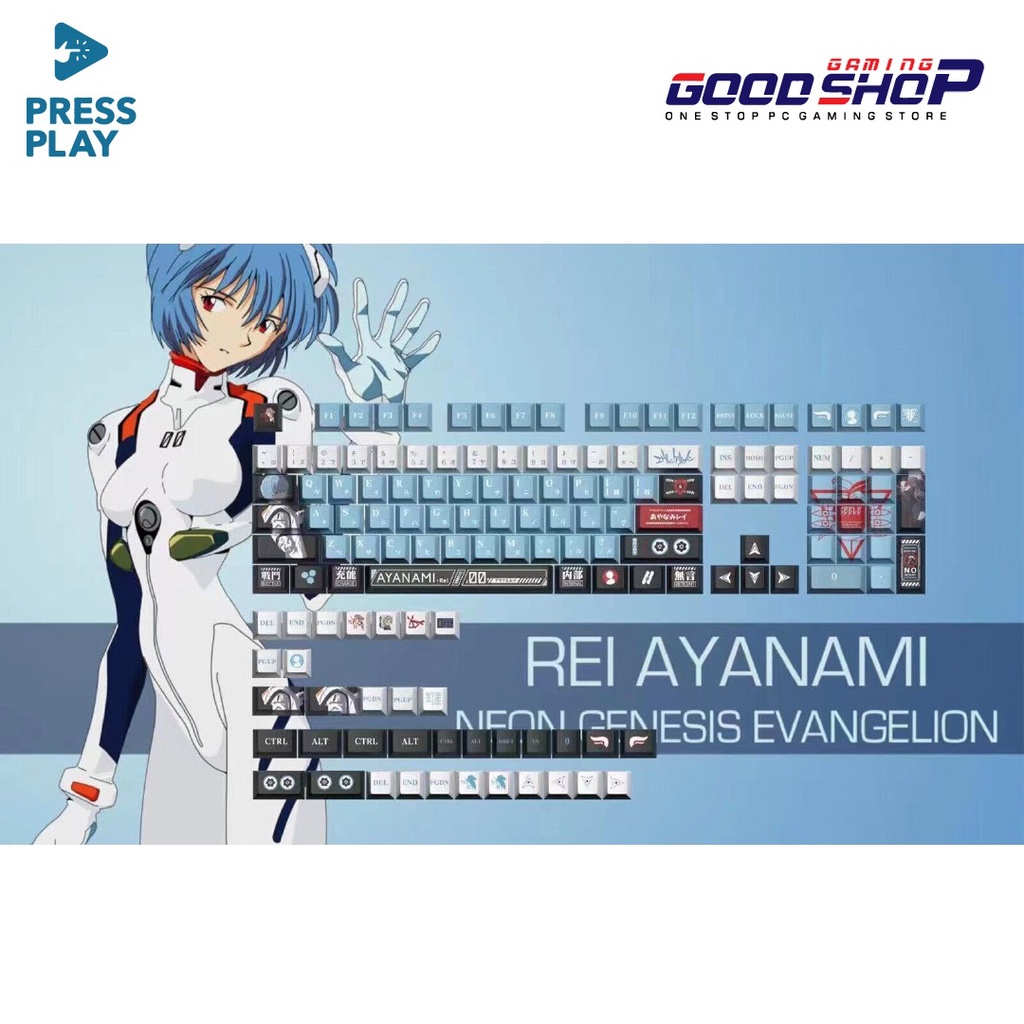 PressPlay Rei Ayanami EVANGELION PBT Dye Sub Keycaps Mechanical Keyboard