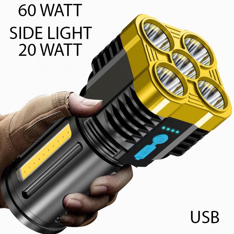 SENTER LED 5 MATA 60W + 20W / SENTER LED CHARGEABLE / SENTER CAS LED TERLARISS...,,,,,