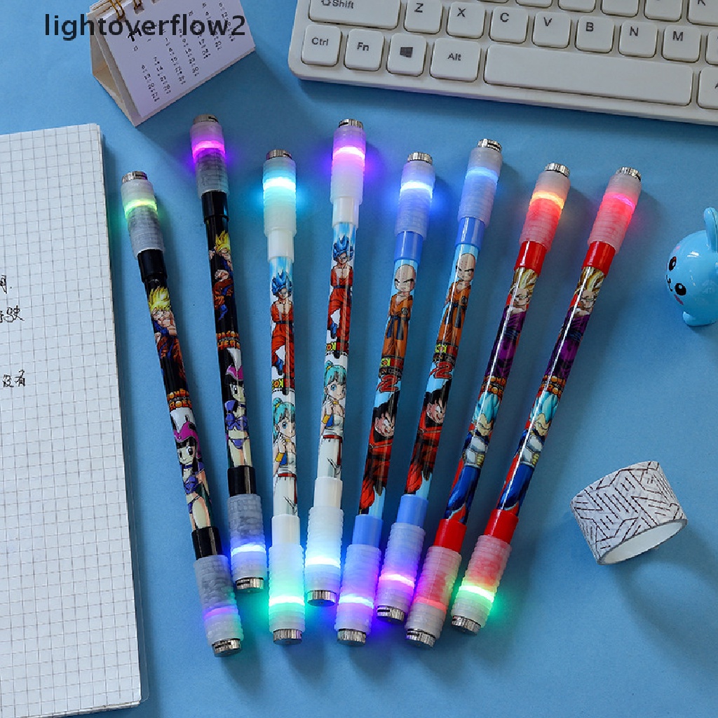 (lightoverflow2) 1pc Bolpen Gel Dengan Lampu LED Warna-Warni Untuk Pelajar