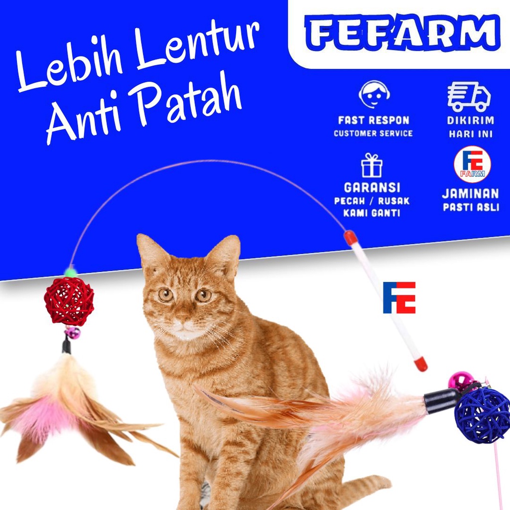 Tongkat Stik Stick Tikus Mainan Kucing Bulu Rotan Warna Stick Interaktif Cat Toys Mainan Hewan