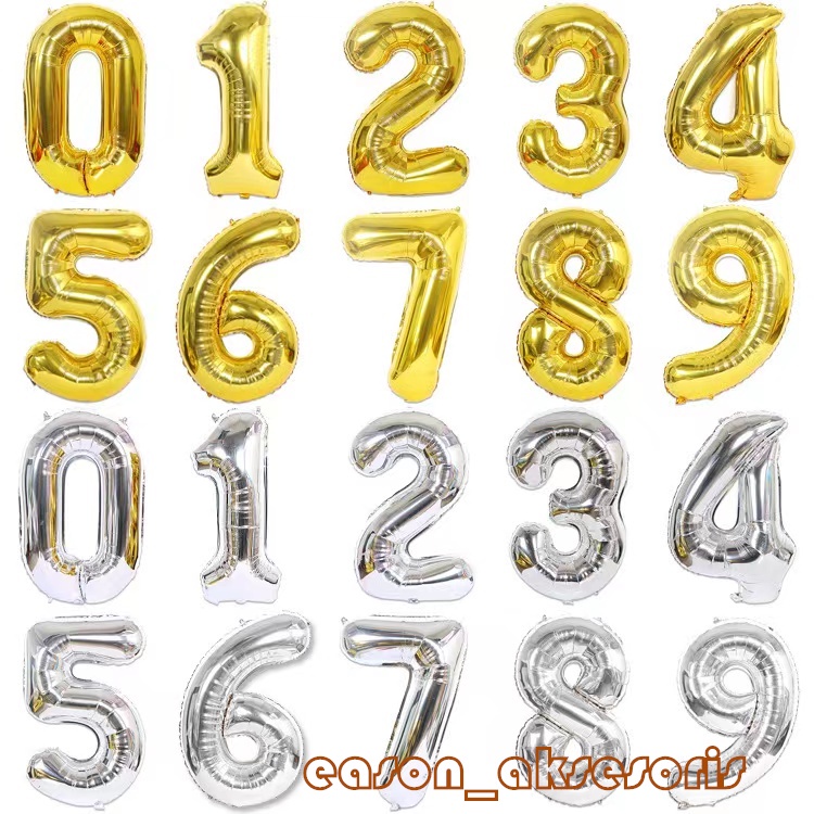 Jual Balon Angka Gold Perak Cm Balon Foil Angka Cm Balon Huruf