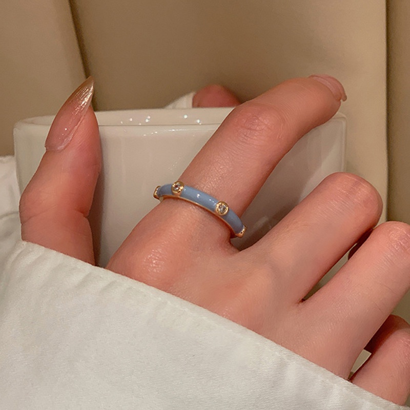 Set Cincin Model Terbuka Warna Biru Polos Untuk Wanita