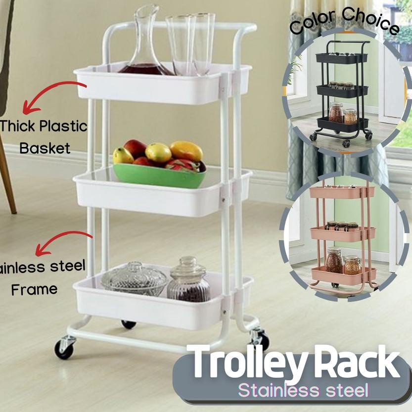 Sale Rak Dapur Dorong Besi Stainless steel - Rak susun troli besi - Rak Kamar Tidur Dapur Troli Kama