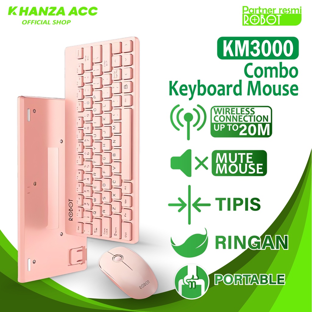KHANZAACC ROBOT KM3000 Keyboard Dan Mouse Wireless Portable Mini