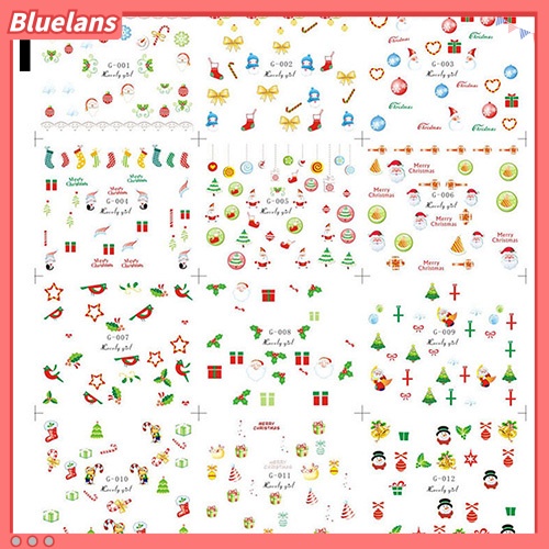 Stiker Nail Art Desain Snowflakes Snowmen 3D Untuk Dekorasi Natal