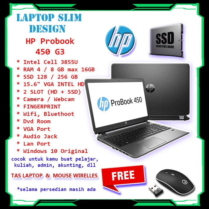 LAPTOP HP MURAH INTEL CELL RAM 16 GB SSD 512 GB MULUSSS