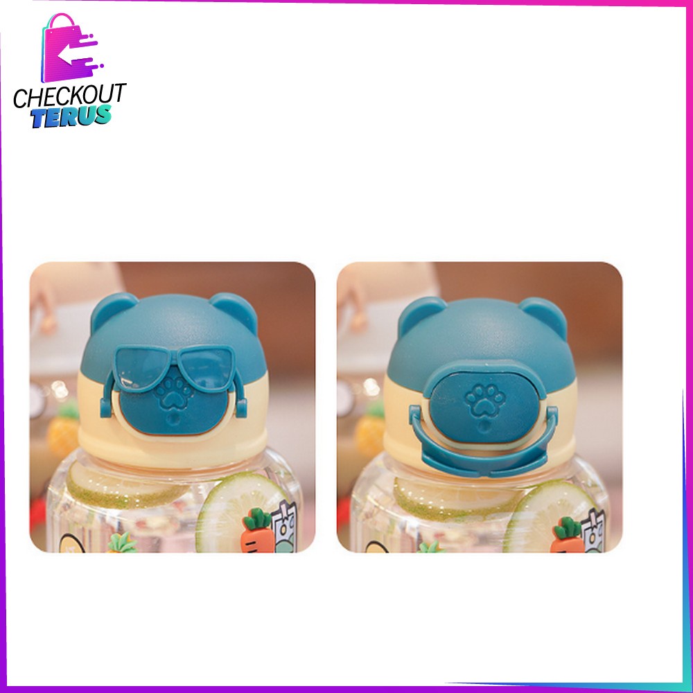 CT C731 C732 Botol Minum Anak Sedotan Motif Boneka Kacamata 500ML  Tumbler Minum Anak Motif Karakter Kartun Gemoy