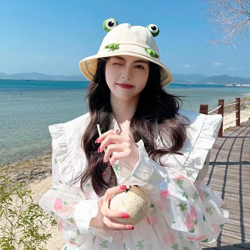 Monica Lucu katak topi perempuan versi Korea semua pertandingan siswa Jepang kartun tabir surya topi matahari topi baskomatak topi perempuan versi Korea semua pertandingan siswa Jepang kartun tabir surya topi matahari topi bask