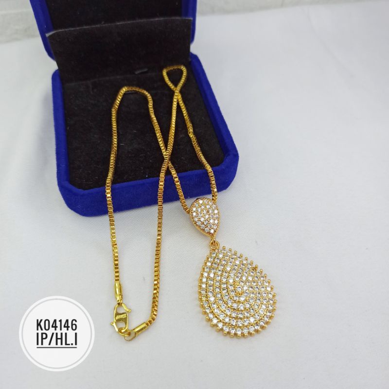 Kalung Fashion Rhodium Tingkat Mewah Oval K04146