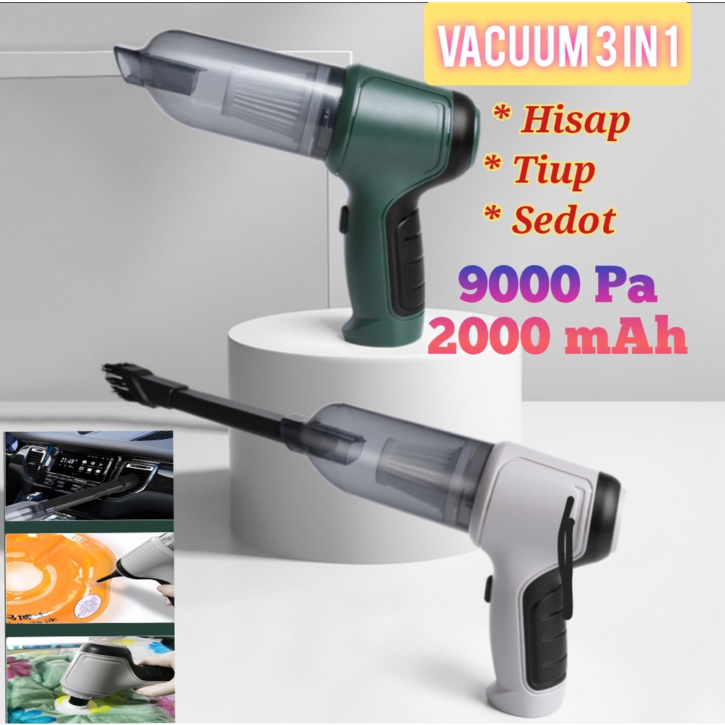 3 in 1 Vacuum Cleaner Wireless Portable, Vacum Vakuum Penghisap Debu, Vacum Mobil