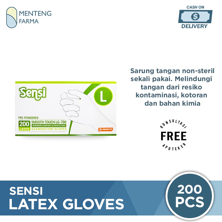 Sensi Latex Examination Gloves (Sarung Tangan Karet) Size L - Isi 200