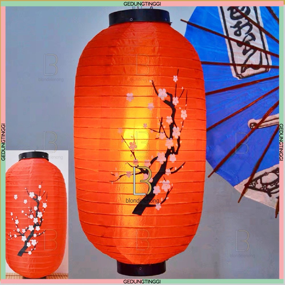 Lampion Lonjong Takoyaki Kain Satin Gantung Bukan Kertas Plastik Resto Cafe Dekorasi Imlek Sincia Cap Go Meh Motif Sakura Meihwa Mehua Polos Bludru Nanas Warna Warni Merah Jepang Imlek Tahun Baru Cina Shio Kelinci 2023 Indor Outdoor Waterproof Besar Jumbo