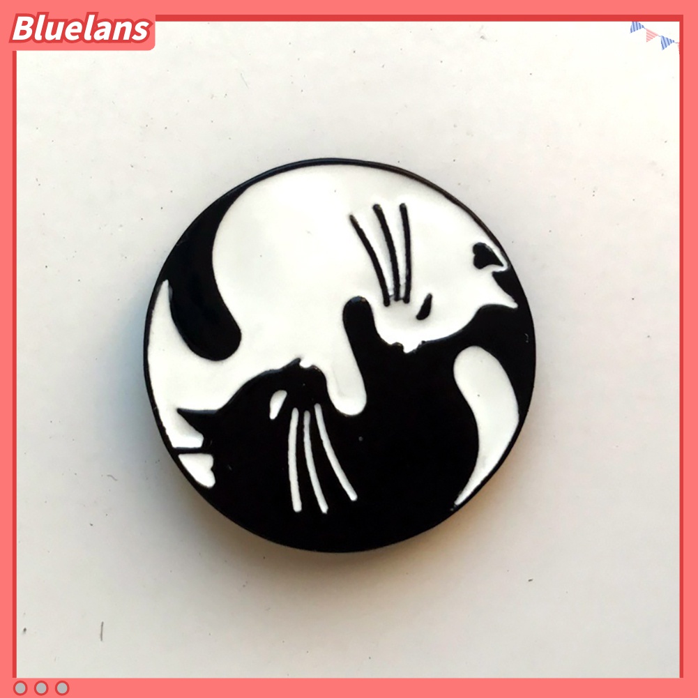 Bros Pin Enamel Bentuk Kucing Bulat Untuk Dekorasi Pakaian Topi Ransel Unisex