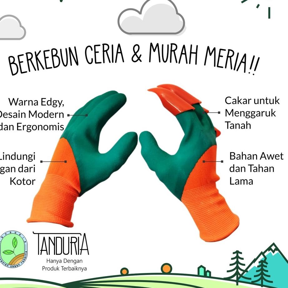Harga Termurah TANDURIA - Sarung Tangan Cakar Peralatan Alat Berkebun Sarung Tangan  karet latex lat