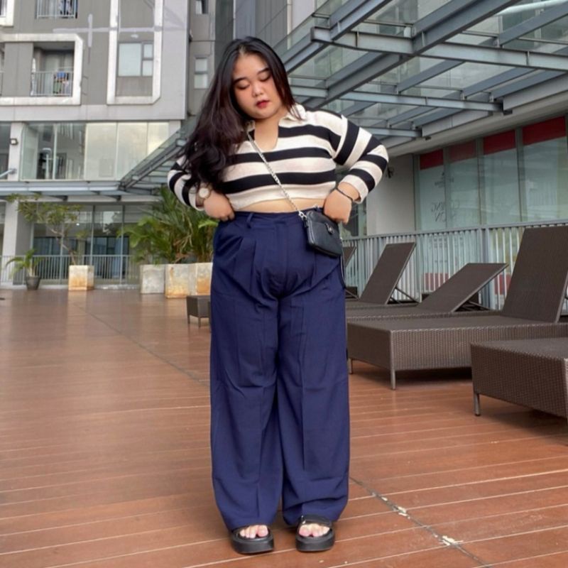 Loose Pants Trousers Jumbo (BIG SIZE) Wanita Anti Kusut - Celana Kulot Jumbo Highwaist Wanita Bahan Jatuh Celana Kantor Formal / Casual