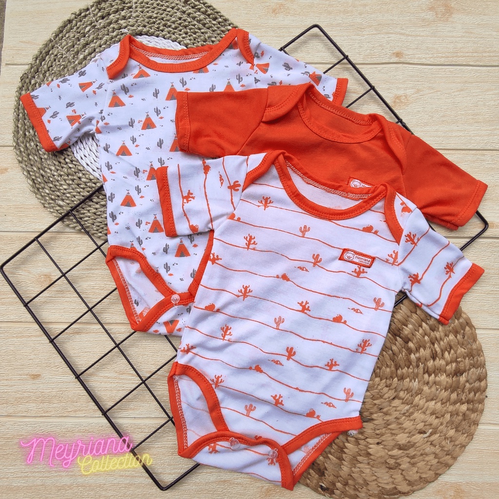 3 PCS Jumper Bayi Baru Lahir Baju Bayi Seri Orange Meyriana Collection