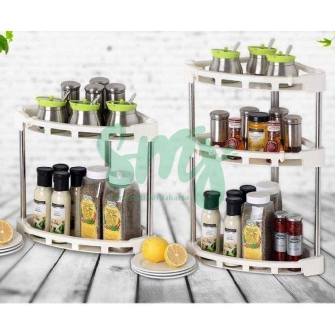 [COD] 3 SUSUN RAK BUMBU DAPUR / RAK KAMAR MANDI SUDUT PLASTIK STAINLESS TERJAMIN Kode 380