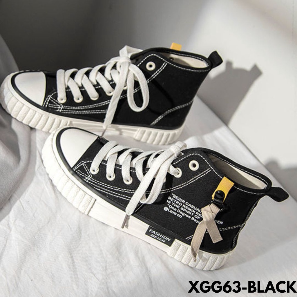 SEPATU SNEAKERS WANITA HIGHCUT STYLE WARNA BASIC MANTEP BAHAN CANVAS BERKUALITAS IMPORT GG63