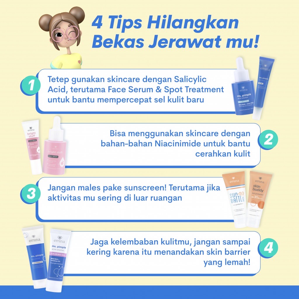 EMINA Ms. Pimple Acne Solution Moisturizing Gel Indonesia / Pelembab Wajah 20ml / Daily Moisturizer With Rosebay Willowherb Extract To Battle Acne-Causing Bacterial Growth / Kulit Jerawat Berjerawat / Skincare Face Care Facial Krim Day Night Muka / Series