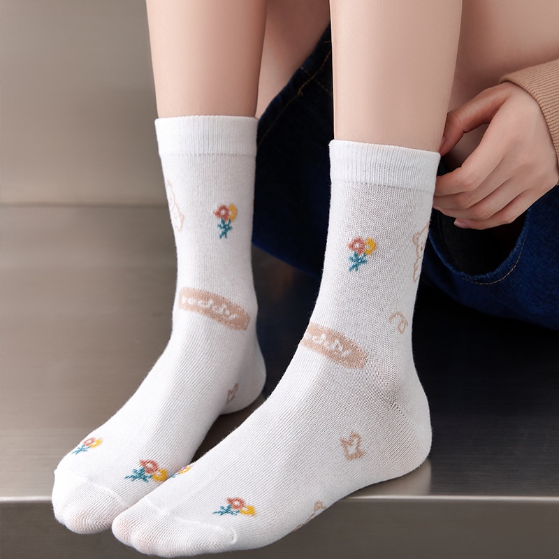 ♫ Megata ♫ A252  Kaos Kaki Wanita Motif Pink Fashion Korea Women Sock Import Murah