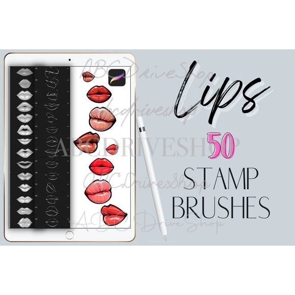 Procreate Brush - Hand-Drawn Lips Stamp Brushes