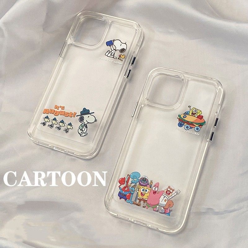 Soft Case Silikon TPU Transparan Motif Kartun Untuk IPhone 14 13 12 Pro Max 11 8 7 Plus XS XR X 6S